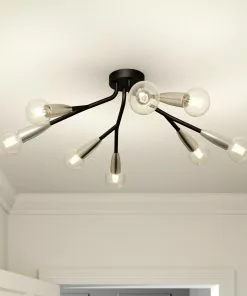 Lucande Carlea -kattovalo, 8-lamp. Musta-nikkeli -Lampan kauppa lucande carlea kattovalo 8 lamp musta nikkeli 8