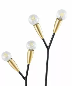 Lucande Carlea -lattiavalo, 4-lamp. Musta-messinki -Lampan kauppa lucande carlea lattiavalo 4 lamp musta messinki 3