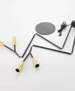 Lucande Carlea -lattiavalo, 4-lamp. Musta-messinki -Lampan kauppa lucande carlea lattiavalo 4 lamp musta messinki 6