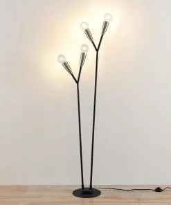 Lucande Carlea -lattiavalo, 4-lamp. Musta-nikkeli -Lampan kauppa lucande carlea lattiavalo 4 lamp musta nikkeli 2