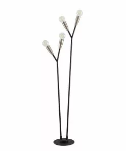 Lucande Carlea -lattiavalo, 4-lamp. Musta-nikkeli -Lampan kauppa lucande carlea lattiavalo 4 lamp musta nikkeli 4