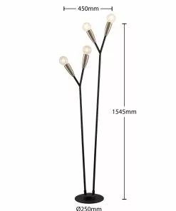 Lucande Carlea -lattiavalo, 4-lamp. Musta-nikkeli -Lampan kauppa lucande carlea lattiavalo 4 lamp musta nikkeli 5