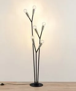 Lucande Carlea -lattiavalo, 6-lamp. Musta-nikkeli -Lampan kauppa lucande carlea lattiavalo 6 lamp musta nikkeli 2