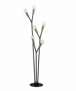 Lucande Carlea -lattiavalo, 6-lamp. Musta-nikkeli -Lampan kauppa lucande carlea lattiavalo 6 lamp musta nikkeli 4