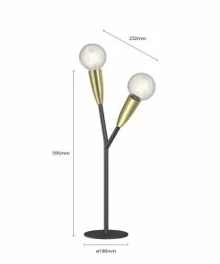 Lucande Carlea -pöytävalo, 2-lamp., Musta-messinki -Lampan kauppa lucande carlea poeytaevalo 2 lamp musta messinki 5