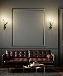 Lucande Carlea -seinävalo, 2-lamp. Musta-messinki