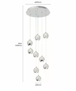 Lucande Hayley -LED-riippuvalo, 9-lamp., Kromattu -Lampan kauppa lucande hayley led riippuvalo 9 lamp kromattu 5