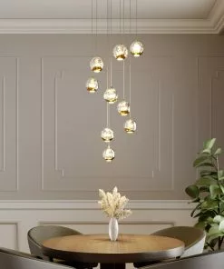 Lucande Hayley -LED-riippuvalo, 9-lamp., Kulta