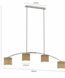Lucande Juljana -riippuvalo, 4-lamp., Kangas -Lampan kauppa lucande juljana riippuvalo 4 lamp kangas 5