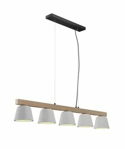 Lucande Kalinda -riippuvalaisin, Betoni/puu 5-lamp -Lampan kauppa lucande kalinda riippuvalaisin betoni puu 5 lamp 4