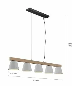 Lucande Kalinda -riippuvalaisin, Betoni/puu 5-lamp -Lampan kauppa lucande kalinda riippuvalaisin betoni puu 5 lamp 5