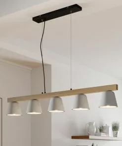 Lucande Kalinda -riippuvalaisin, Betoni/puu 5-lamp -Lampan kauppa lucande kalinda riippuvalaisin betoni puu 5 lamp 8