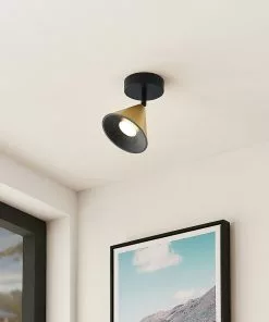 Lucande Kartio -kattovalaisin, 1-lamp., Messinki