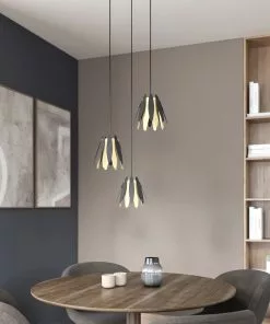 Lucande Lounit -riippuvalo, Musta-kulta, 3-lamp.