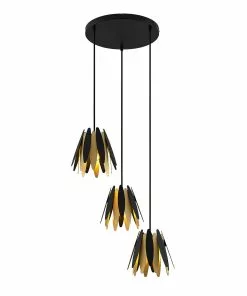 Lucande Lounit -riippuvalo, Musta-kulta, 3-lamp. -Lampan kauppa lucande lounit riippuvalo musta kulta 3 lamp 4