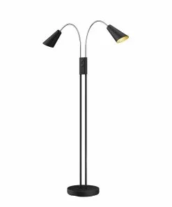 Lucande Medira -lattiavalo, 2-lamp., Musta -Lampan kauppa lucande medira lattiavalo 2 lamp musta 4