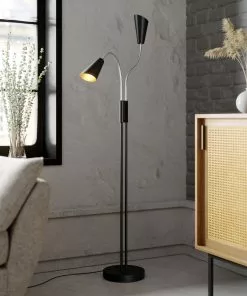 Lucande Medira -lattiavalo, 2-lamp., Musta -Lampan kauppa lucande medira lattiavalo 2 lamp musta 8