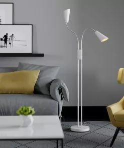 Lucande Medira -lattiavalo, 2-lamp., Valkoinen