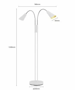 Lucande Medira -lattiavalo, 2-lamp., Valkoinen -Lampan kauppa lucande medira lattiavalo 2 lamp valkoinen 5