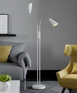 Lucande Medira -lattiavalo, 2-lamp., Valkoinen -Lampan kauppa lucande medira lattiavalo 2 lamp valkoinen 8