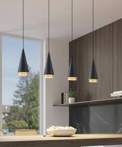 Lucande Naoh -riippuvalaisin 4-lamp. Musta/kupari