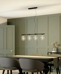 Lucande Sotiana -riippuvalo Lasikuulilla, 4-lamp.