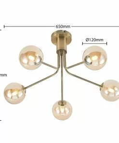 Lucande Wynona -kattovalaisin, 5-lamp., Messinki -Lampan kauppa lucande wynona kattovalaisin 5 lamp messinki 3