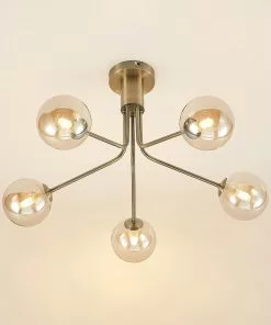 Lucande Wynona -kattovalaisin, 5-lamp., Messinki -Lampan kauppa lucande wynona kattovalaisin 5 lamp messinki 4