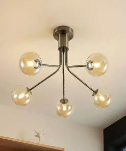 Lucande Wynona -kattovalaisin, 5-lamp., Messinki -Lampan kauppa lucande wynona kattovalaisin 5 lamp messinki 8