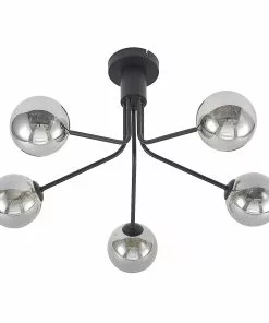 Lucande Wynona -kattovalaisin, 5-lamp., Musta -Lampan kauppa lucande wynona kattovalaisin 5 lamp musta 2