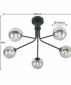Lucande Wynona -kattovalaisin, 5-lamp., Musta -Lampan kauppa lucande wynona kattovalaisin 5 lamp musta 3