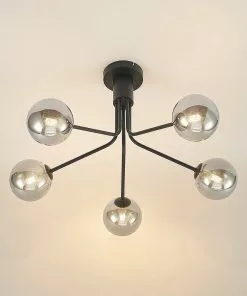 Lucande Wynona -kattovalaisin, 5-lamp., Musta -Lampan kauppa lucande wynona kattovalaisin 5 lamp musta 4