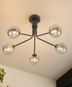 Lucande Wynona -kattovalaisin, 5-lamp., Musta -Lampan kauppa lucande wynona kattovalaisin 5 lamp musta 8