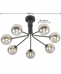 Lucande Wynona -kattovalaisin, 7-lamp., Musta -Lampan kauppa lucande wynona kattovalaisin 7 lamp musta 2