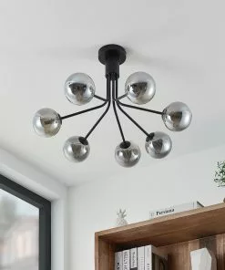 Lucande Wynona -kattovalaisin, 7-lamp., Musta