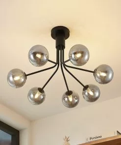 Lucande Wynona -kattovalaisin, 7-lamp., Musta -Lampan kauppa lucande wynona kattovalaisin 7 lamp musta 8