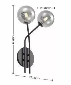 Lucande Wynona -seinävalaisin, 2-lamp., Musta -Lampan kauppa lucande wynona seinaevalaisin 2 lamp musta 3