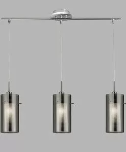 Searchlight Riippuvalaisin Duo 2 Savulasi/kromi Pitkä 3-lamp. -Lampan kauppa riippuvalaisin duo 2 savulasi kromi pitkae 3 lamp 2