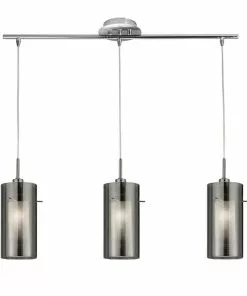 Searchlight Riippuvalaisin Duo 2 Savulasi/kromi Pitkä 3-lamp. -Lampan kauppa riippuvalaisin duo 2 savulasi kromi pitkae 3 lamp 3