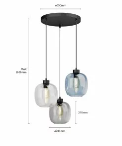 Euluna Riippuvalaisin Elio, 3-lamp, Sininen/kirkas/harmaa -Lampan kauppa riippuvalaisin elio 3 lamp sininen kirkas harmaa 10