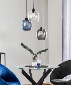 Euluna Riippuvalaisin Elio, 3-lamp, Sininen/kirkas/harmaa -Lampan kauppa riippuvalaisin elio 3 lamp sininen kirkas harmaa 3