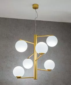 Marchetti Riippuvalaisin Tin Tin, 6-lamp., Satinoitu Kulta