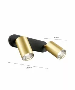 Nowodvorski Lighting Seinäkohdevalaisin Eye Spot, 2-lamp Musta/messinki -Lampan kauppa seinaekohdevalaisin eye spot 2 lamp musta messinki 5