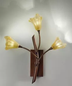 Cremasco Seinälamppu 7142 3-lamp., Messinki Rusehtava/ambra