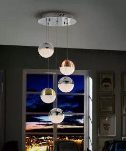 Schuller Valencia Sphere-LED-riippuvalaisin, Monivärinen, 5-lamp.